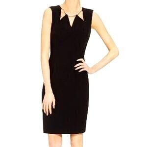 NWT Kasper Crepe Cutout Sleeveless Sheath Dress Black Size 12 Modern Cocktail